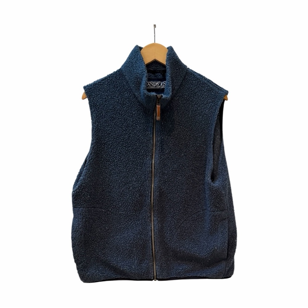 Lands End Fleece Blue Preppy Outdoors Cabin Heritage Vest Size L (14-16)